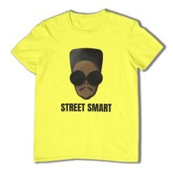 crewneck yellow tshirt with street smart logo in black